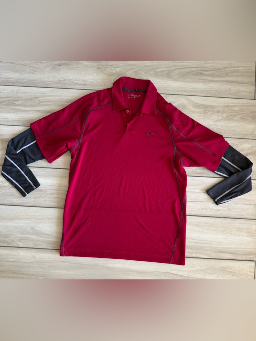 Nike Golf Long Sleeve Polo Red Medium EUC